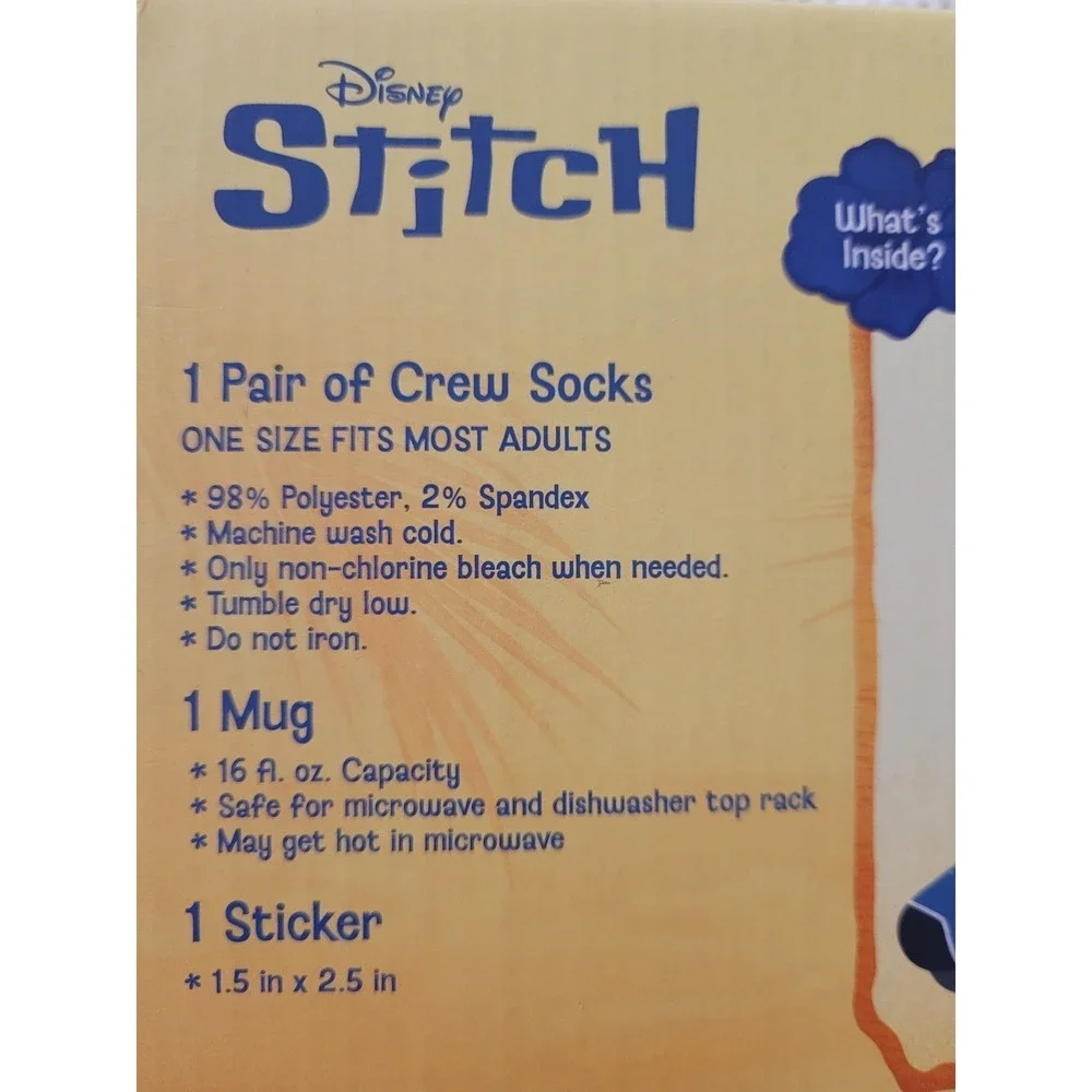 Disney Stitch Sock in a Mug Set 1 Pair Crew Socks 1 Mug 1‎ Sticker Gift NIB